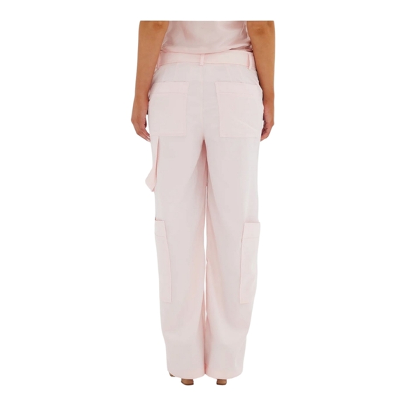 Bubish Luxe Lara Pink Cargo Pant US Size 8 Satin NWT - Picture 2 of 14